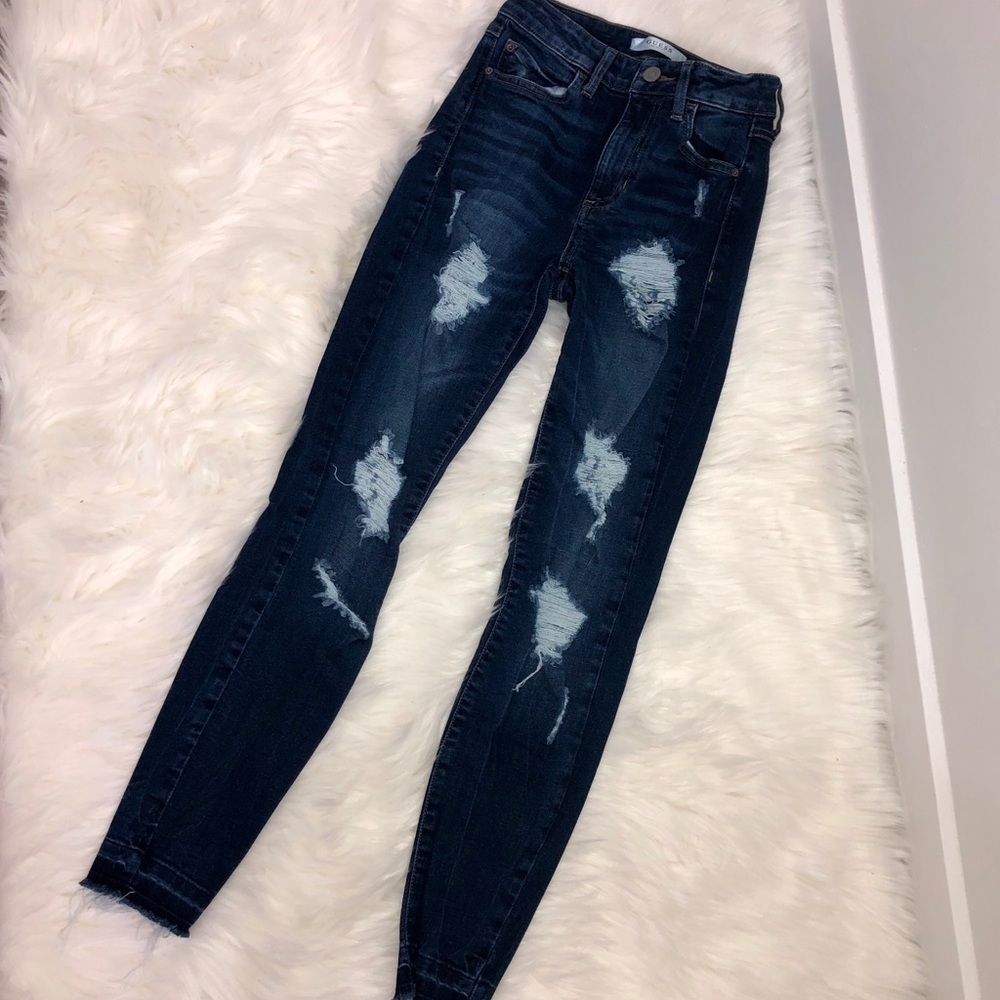 Guess High Rise Skinny Jeans with Rips - Picture 4 of 8